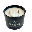 Load image into Gallery viewer, Hempbody Cbd massage candle two wood wick black candle jar