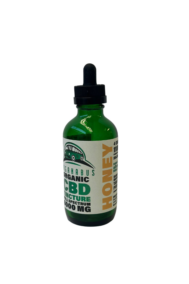 Organabus 6000mg Full Spectrum CBD Honey tincture green 4oz bottle with dropper lid