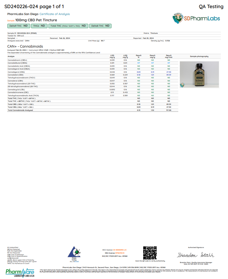100 MG CBD Pet Hemp Salmon Oil Tincture