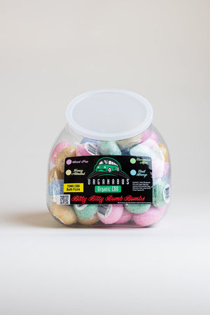 These pleasant smelling Bitty Bitty bath bombs are perfect for a relaxing foot bath after a long day.  Try a couple in a large tub for a relaxing bath.  15 mg CBD each mini bomb 