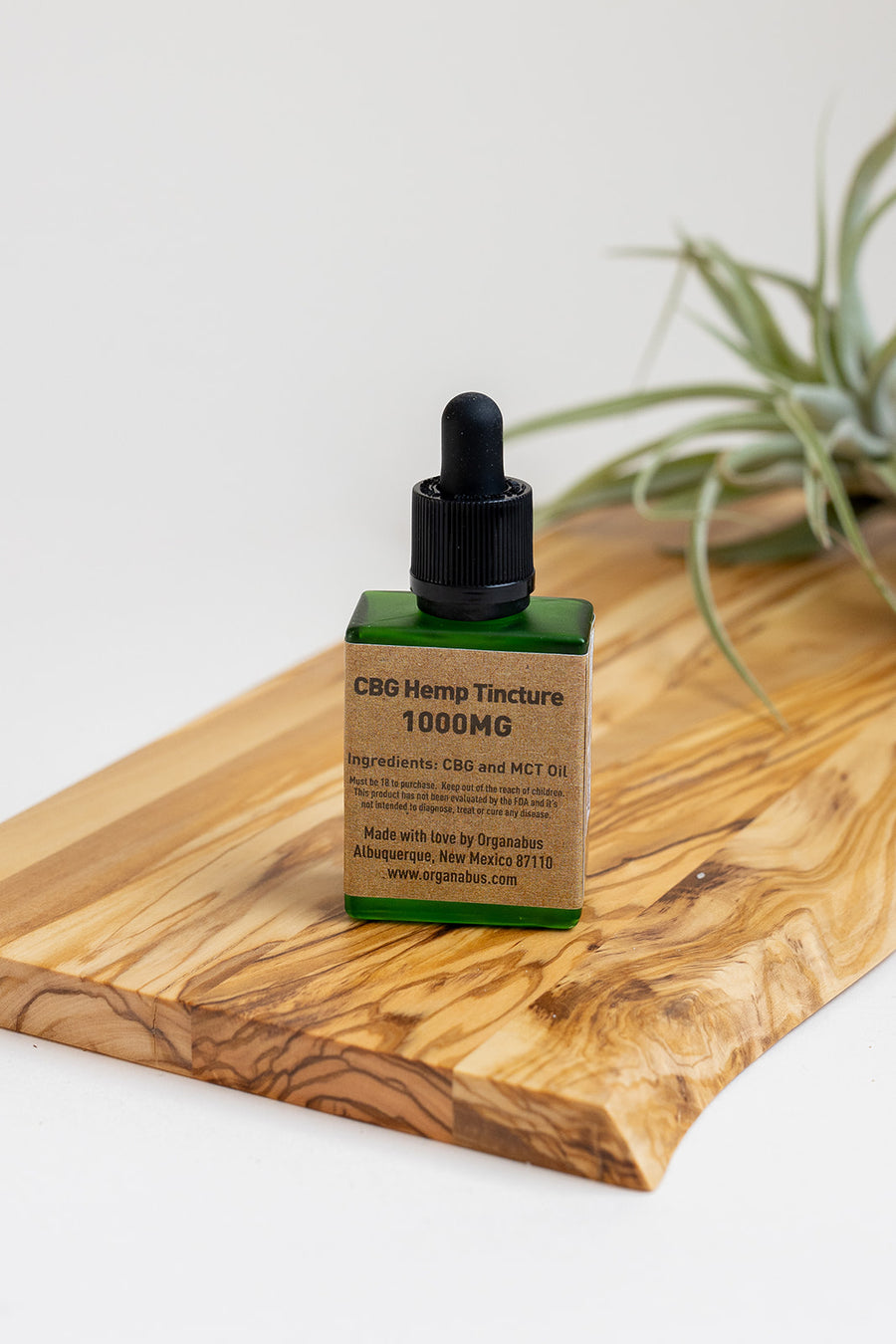CBG 1000 MG Tincture Back Green Bottle dropper Lid Ingredients list
